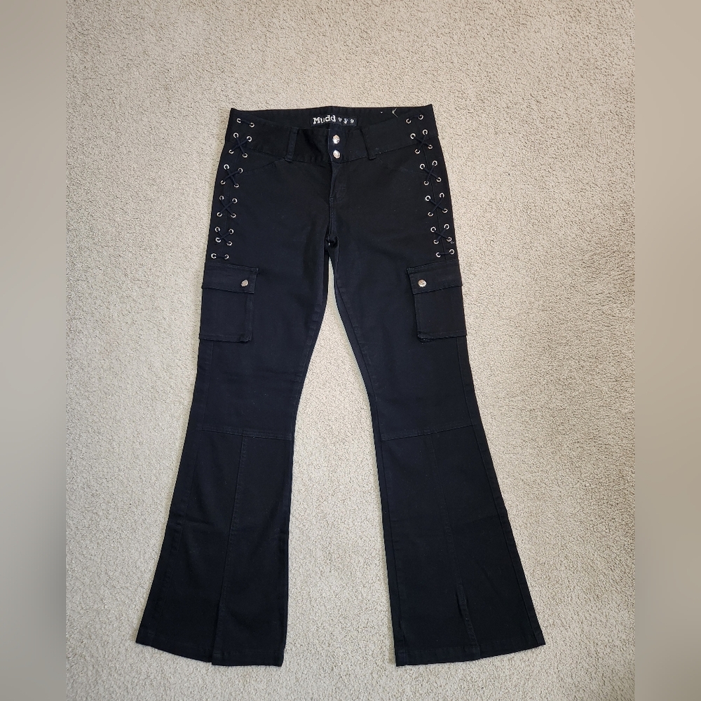 Vintage Mudd Black Flare Cargo Pants